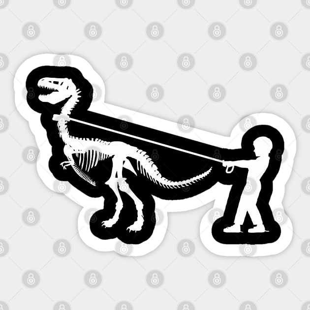 Dinosaur fossil and little boy Sticker by Collagedream